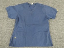 Wink Scrub Top Womens Medium Blue Short Sleeve V Neck Pockets
