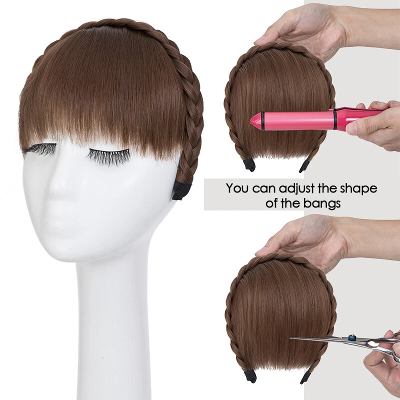 Bangs Hairband Women Girls Fringe Bangs with Braids Headband Hair Extensions - Picture 5 of 14