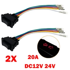 2PC Car Power Window Switch 5Pin/Wire Arrows UP/DOWN Red LED Light Universal NEW