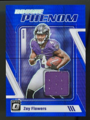 ZAY FLOWERS 2023 Panini Optic Rookie Phenom Blue Hyper Prizm Relic
