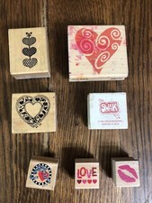 Lot of 7 Heart/Love/Valentine Mounted Rubber Stamps H