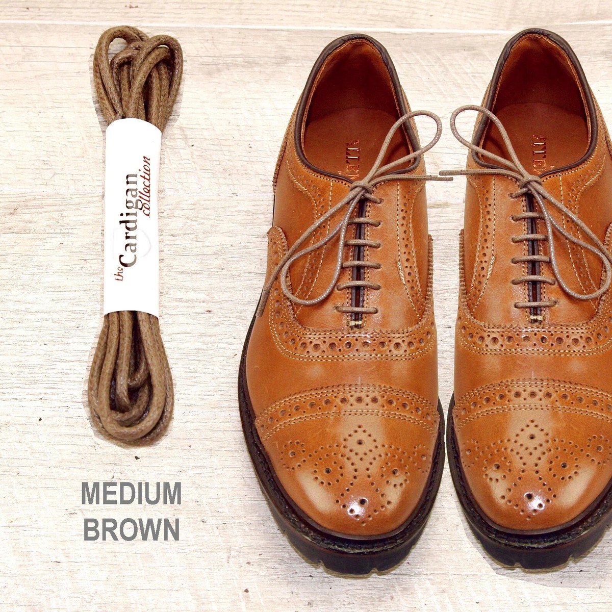 MEDIUM BROWN Waxed Cotton SHOELACES Laces (any qty = one ship chg) Allen  Edmonds | eBay