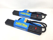 Heavy Duty 6 Outlet Grounded Power Strip with 3ft. Supply Cord Black NEW 2-Pack