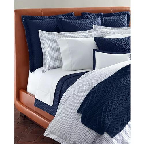 RALPH LAUREN ORGANIC TATTERSALL 1 EUROPEAN SHAM COLOR NAVY/WHITE NEU - Bild 3 von 4