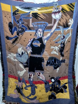Vintage 1996 Original Space Jam Blanket Throw Michael Jordan