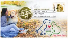 AO-4454-1, 2010, Adopt a Shelter Pet, Digital Color Postmark, First Day Cover, A