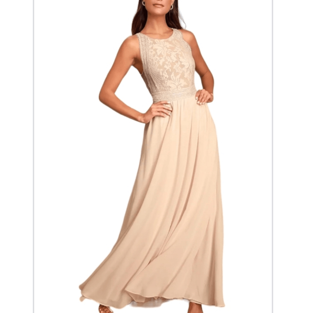 chinese dress ladies Blush Long Sleeve Maxi Dress with Crochet Top