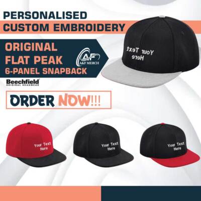 Personalised Beechfield Your Text Embroidered Original flat peak 6-panel Snapbac