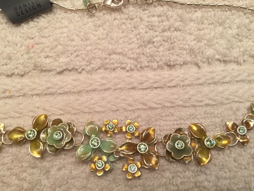 New PILGRIM DANISH DESIGN Multi Flower Enamel Rhinestone Pastel Necklace RV $65 - Picture 2 of 4