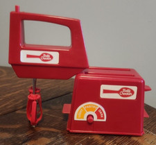 Vintage Betty Crocker Red Cooking Toy Toaster and Mixer Set