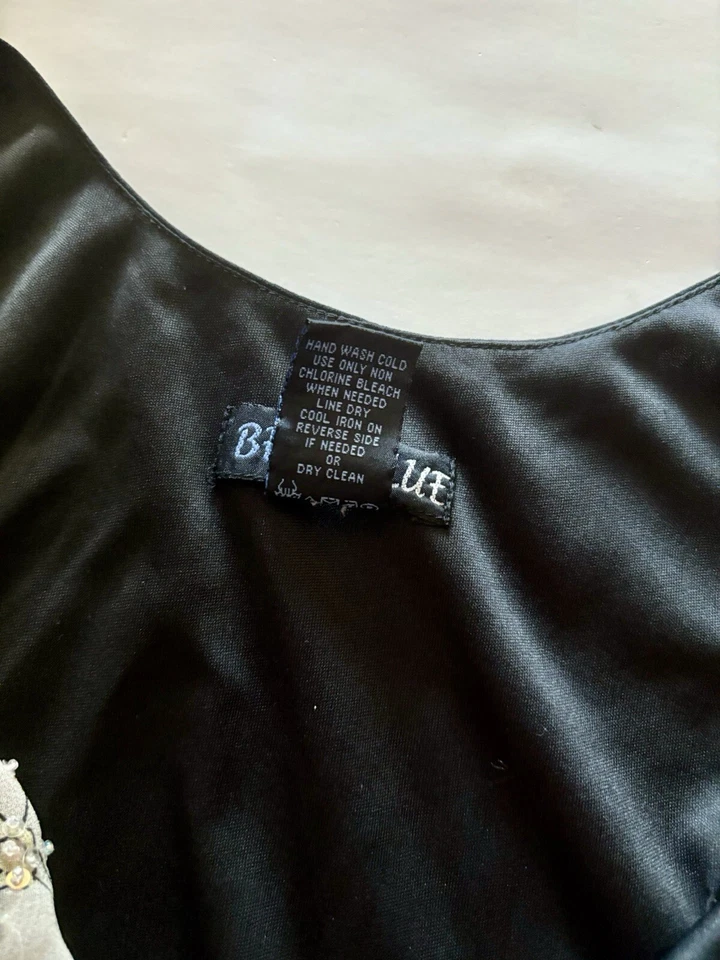 Vestido Negro Talla 12 Floral Sin Mangas Transparente Forrado Con Cuentas Frontal Hada Boho Caprichoso Foto 3 de 4