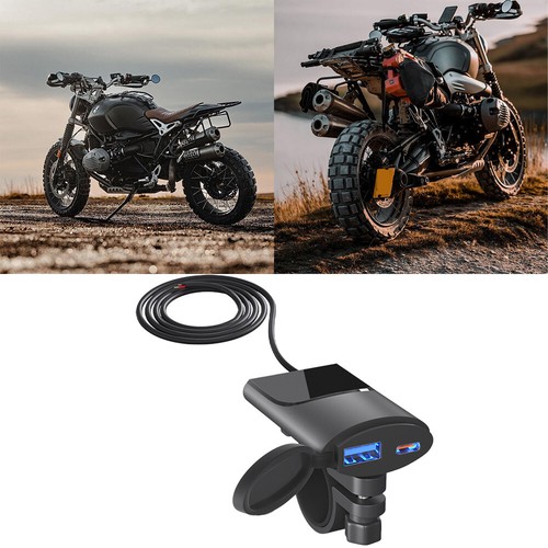 Motorrad Lenker Dual USB Steckdose Handy Ladegerät Adapter DC12V~4V Wasserdicht - Bild 23 von 23