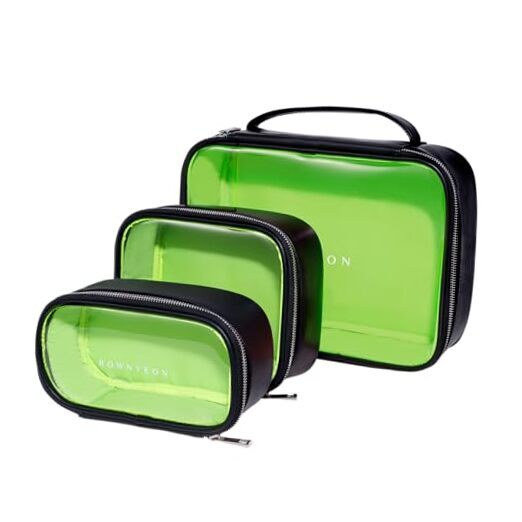 3Pcs Waterproof Clear Makeup Case for Travel, Travel Toiletry Bag Train black