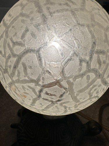 Turtle Tortoise Lamp Night Light Cast Iron W/ Textured Globe 9X6 Rare Gift Nice - Picture 8 of 11