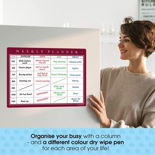 Magnetic Weekly Planner with Dry Wipe Pens and Eraser, Dry Erase Fridge Calendar - Picture 47 of 66
