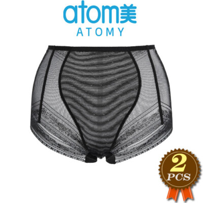 ATOMY Women's Comfort Lineless High Waist Panties #Black 2pcs NEW