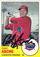CODY ASCHE CLEARWATER THRESHERS SIGNED CARD PHILADELPHIA PHILLIES WHITE SOX