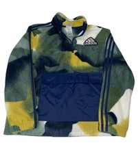 Adidas Youth Boys Half Zip Pullover Fleece Kangaroo Pocket Size L 14/16 Camo