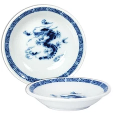 SET of 4 Japanese 4"D Soy Sauce Wasabi Dipping Dishes Blue Dragon Made in Japan