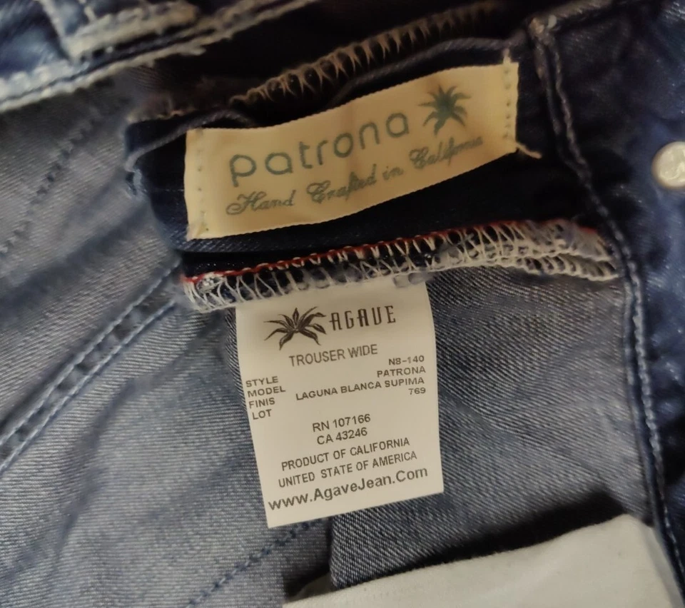 Pantalones de mezclilla para mujer Agave Nectar talla 28 Patrona pierna ancha pantalones de mezclilla azul Foto 4 de 4