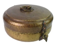 Collectible Indian Brass Chapati Storage Box Traditional Style Lunch Box G66-967
