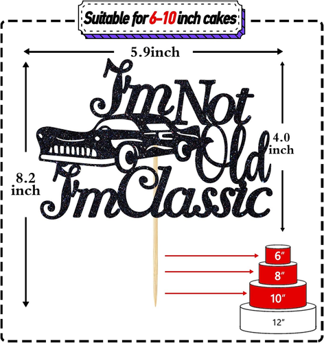 I'M Not Old I'M Classic Cake Topper, Vintage Car Birthday Cake Décor,Funny 30Th/ - 第 2/12 張圖片