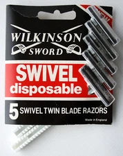 5X VINTAGE 80'S WILKINSON SWIVEL DISPOSABLE TWIN BLADE RAZORS ENGLAND NEW SEALED