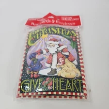 Mary Engelbreit Blank Notecards Set Of 4 Christmas Give Your Heart Santa 4x6