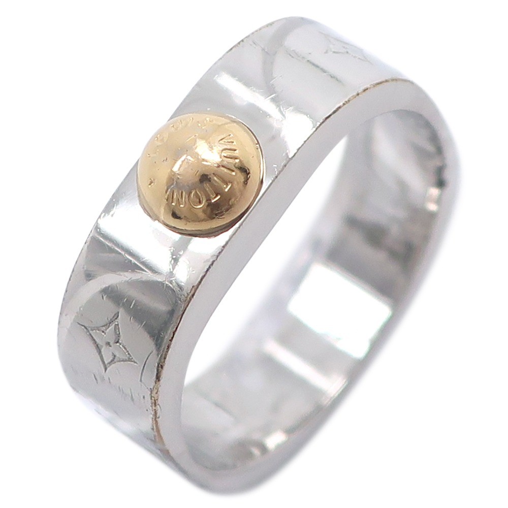 LOUIS VUITTON リング　ダブルリング　ナノグラム　ゴールド　シルバー LOUIS VUITTON Nanogram Ring M00218 metallic #7.8(US Size) 5.7g