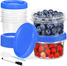 6 Pcs 8 Oz Plastic Containers with Screw Lids, Reusable Clear Food Storage Co...