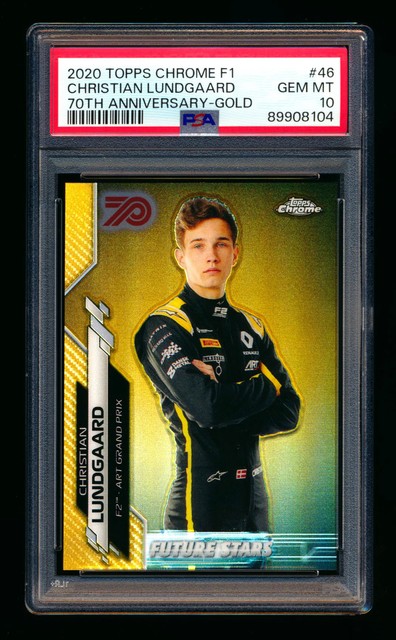 2020 Topps Chrome F1 46 Christian Lundgaard RC 70th Gold Refractor Rookie PSA 10