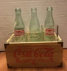 Coca Cola Wooden Crate Set w/ Bottles & Glasses Vintage Display