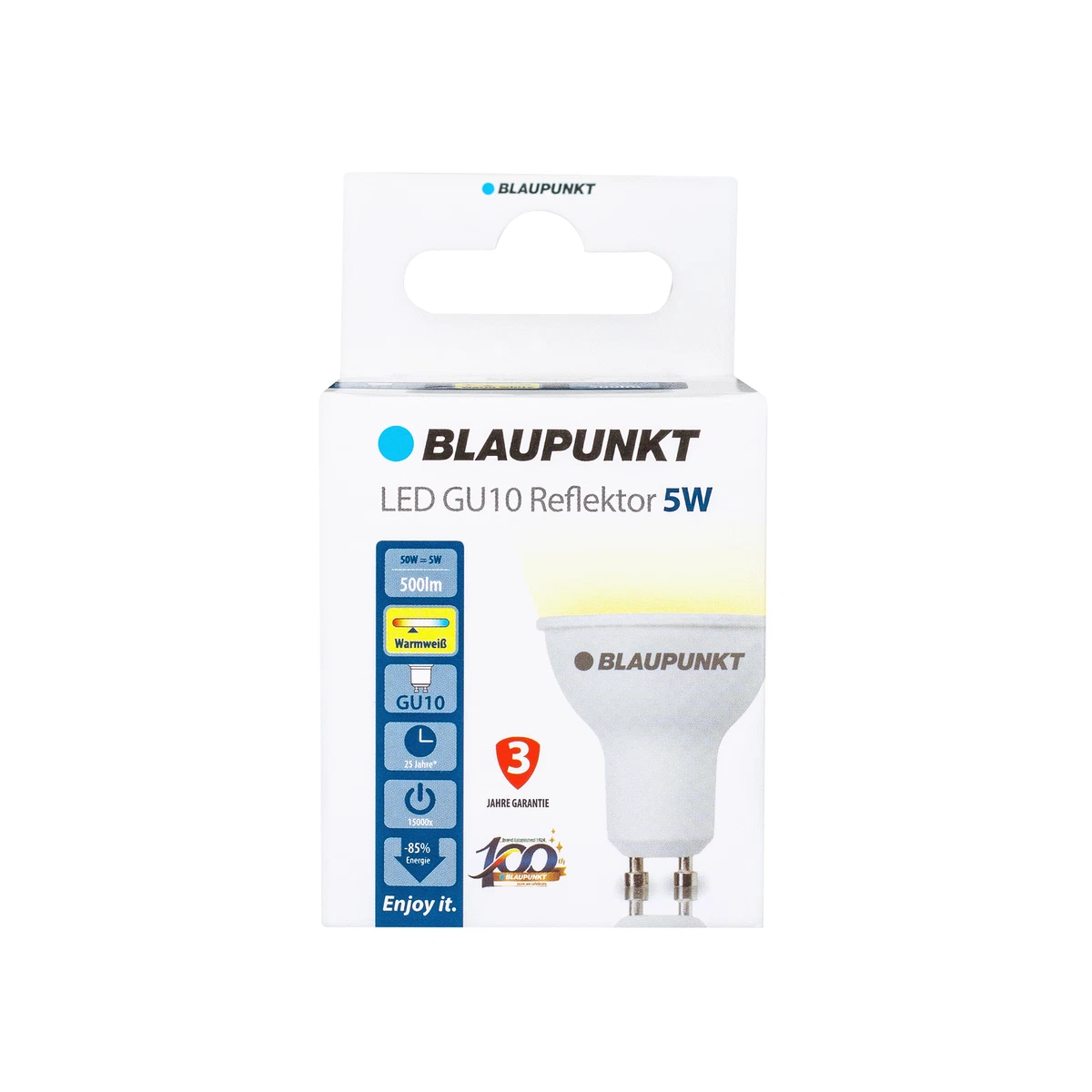 Bombilla Blaupunkt GU10, Spot Led Lámpara Cálida, 5W, 500 lm, 2700K