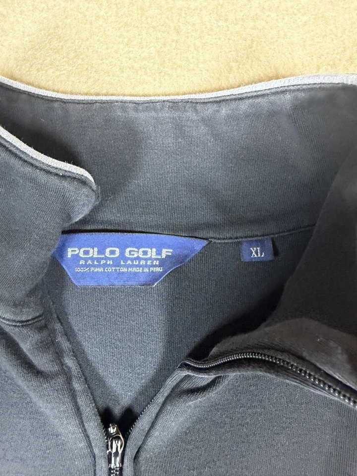 Pullover Polo Ralph Lauren Cuarto Cremallera Algodón Pima Negro Para Hombre Talla XL Golf Foto 2 de 3