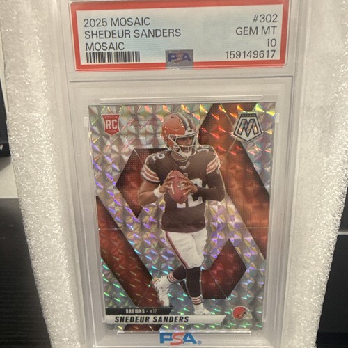 Panini 2025 Mosaic Rookies Shedeur Sanders RC #302 Mosaic Prizm PSA 10 Browns
