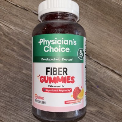 Physician s CHOICE Fiber Gummies 60ct Raspberry Lemon Sugar-Free Exp 02/2028 NEW