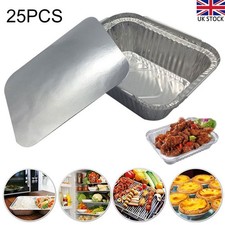 25pcs Foil Boxes Lid Dishes Catering Container Tray Bake Casserole Cake Tins BBQ