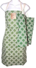 Green White Apron Carry Bag Tote Set 2 Home Concepts Casa Printed 100% Cotton