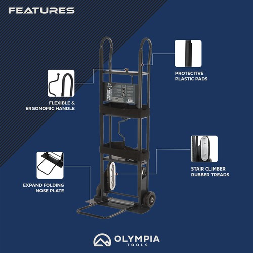 Olympia Tools 800 Lb Hand Truck with Ratchet Straps for Appliances and Furniture - Picture 5 of 10