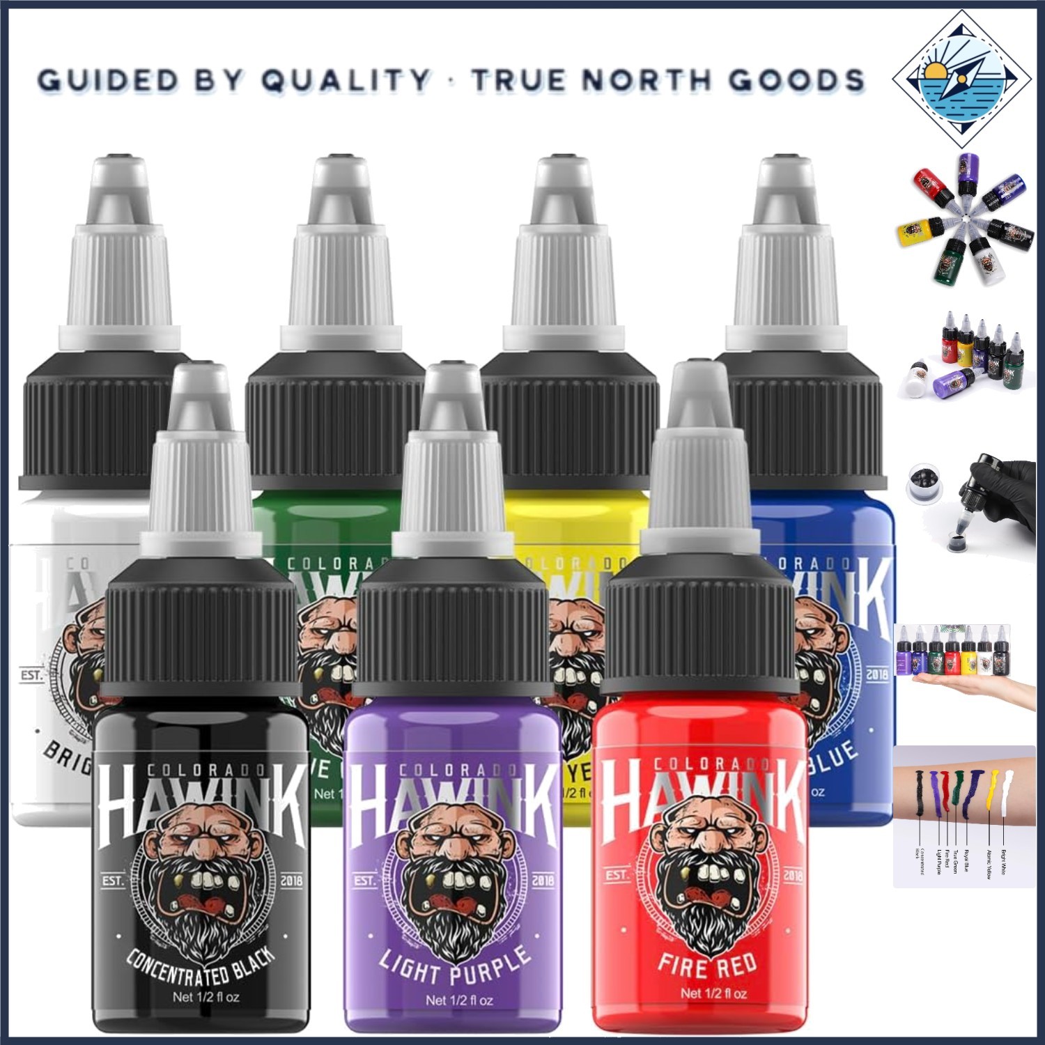 Dynamic Tattoo Ink Kit - 7 Rich Colors in 15ml Bottles for Masterful Art