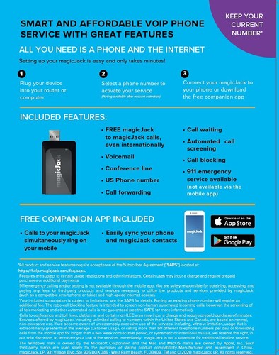 VOIP Phone Adapter - Unlimited Calls to US & Canada, No Monthly Bill, Portabl... - Picture 2 of 9