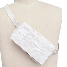 Bottega Veneta Cassette Belt Bag White Maxi Intrecciato Leather 651053