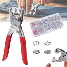 Sewing Kit with 100PCS Invisible Colored Metal Buckle & Manual Pressure Pliers