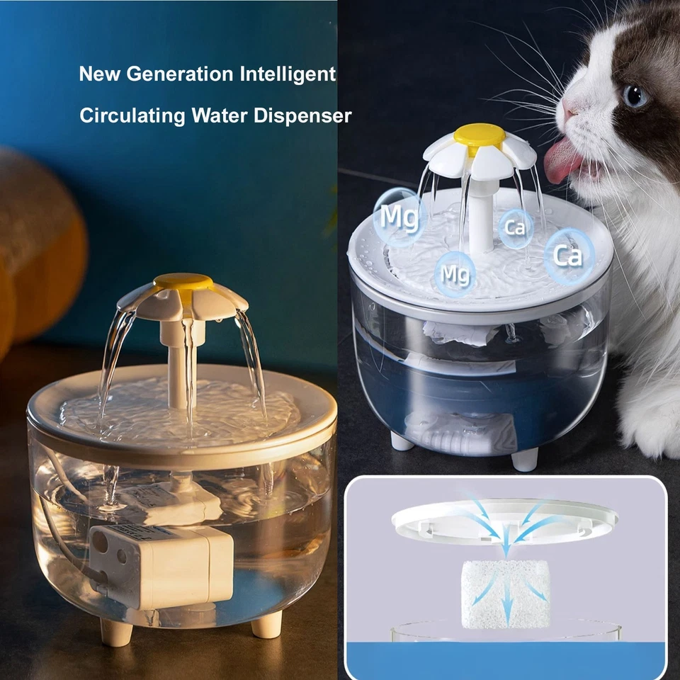 Fuente de agua para gatos transparente automática para perros gatos fuente de agua circulante Foto 4 de 4