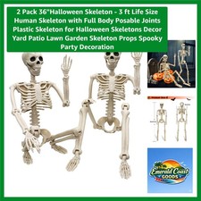 2 Pack 36"Halloween Skeleton - 3 ft Life Size Human Skeleton with Full Body P...