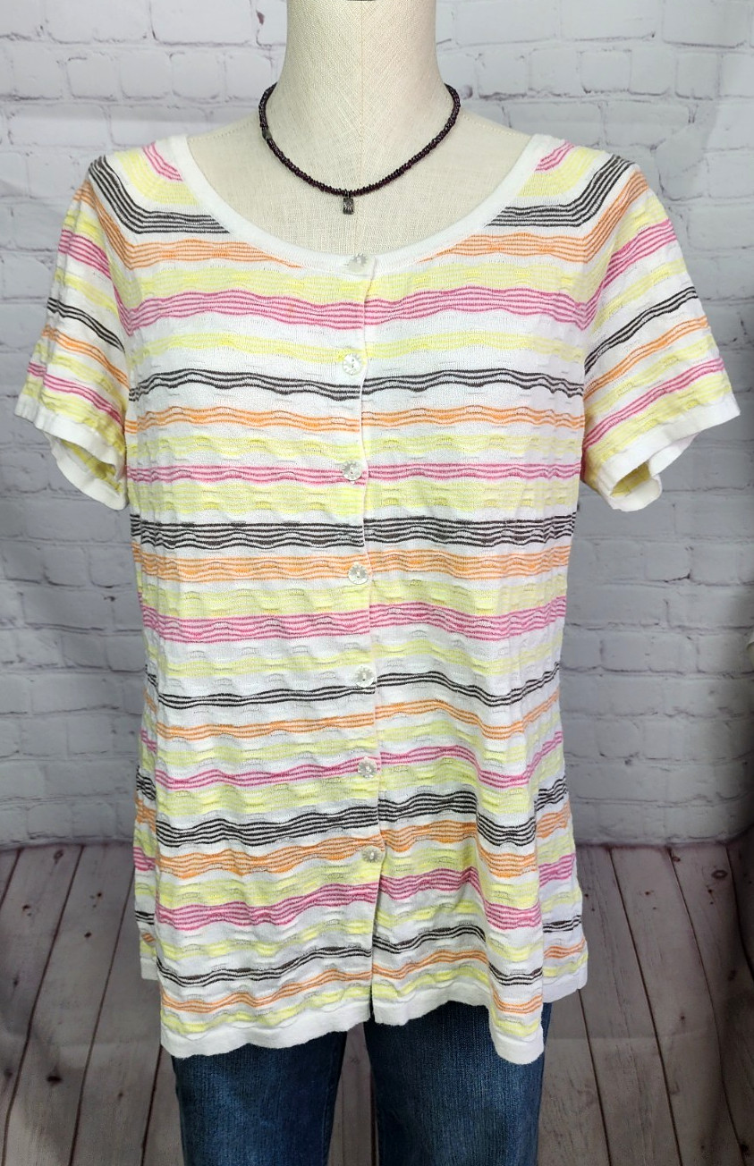 Pendleton Knit Top Button Down Textured Lightweig… - image 2