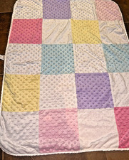 Circo Patchwork Minky Dot Baby Blanket Pastel Pink Purple Yellow Sherpa 30x40