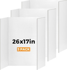 3 Pack Small Trifold Poster Board 26" X 17" White Corrugated Project Boards for