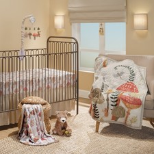Lambs  Ivy Mushroom Meadow 3-Piece Organic Cotton Infant Baby Crib Bedding Set