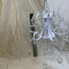 White Mini Chandelier Crystal Prisms Plug-In ...